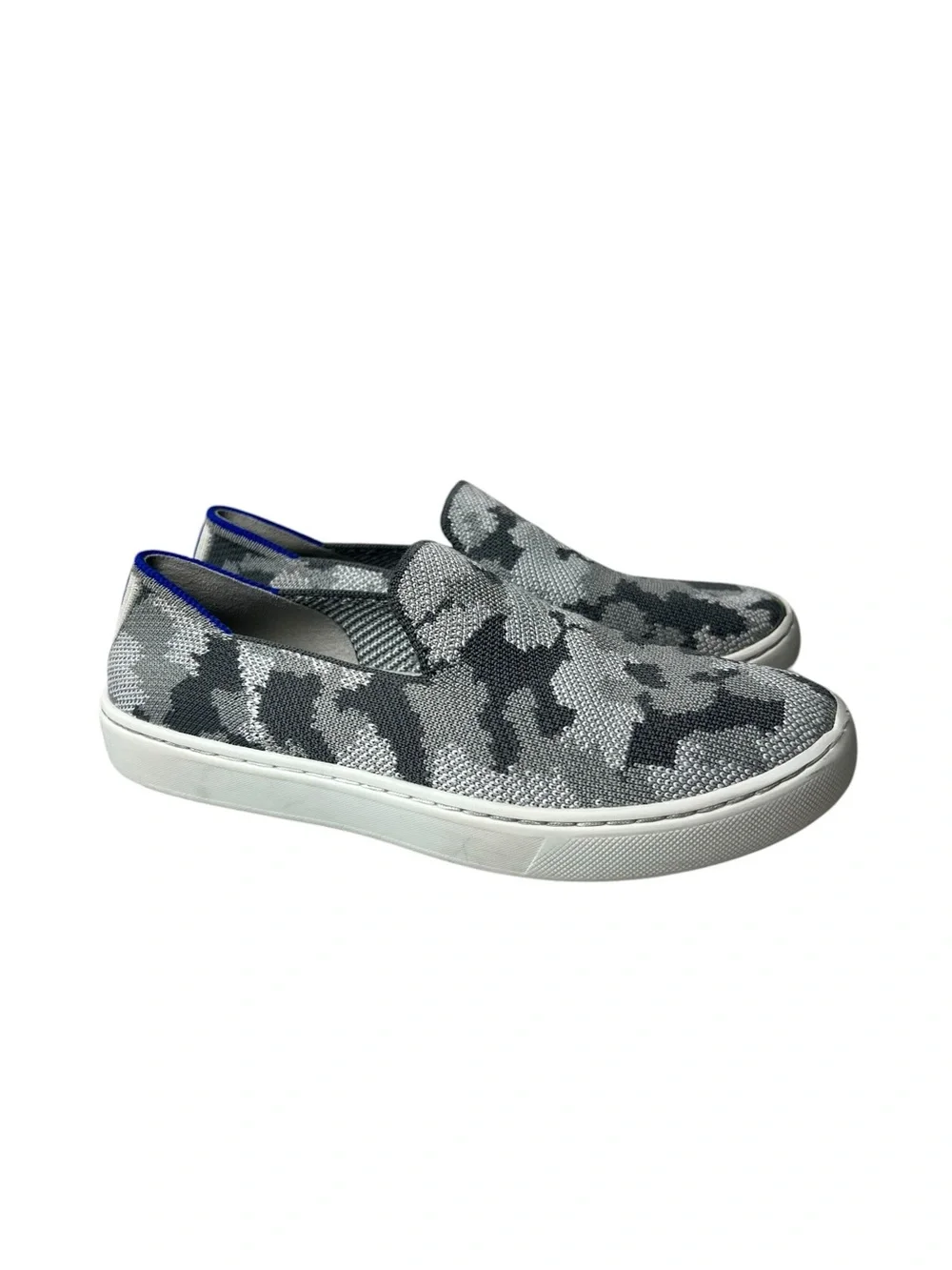 Rothy’s Kids Size 3 Gray Camo Knit Round Toe Slip On Knit Sneaker